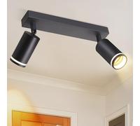 Lichtmaler Plafonnier Spot Noir - 2 Spots de Plafond Éclairage GU10 Luminaire Intérieur Rampe Lampe Plafond Orientable Salon Cuisine Couloir (Sans Ampoules)