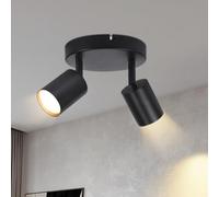 Lichtmaler Plafonnier Spot Noir Rampe Plafond Led 2 Spots, Base Ronde