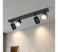 Lichtmaler Plafonnier Spot Orientable Noir - Rampe Plafond Led 4 Spots Éclairage GU10 Luminaire Intérieur Lampe Salon Cuisine Couloir Sans Ampoules, Base Droite