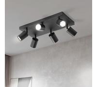 Lichtmaler Plafonnier Spot Orientable Noir - Rampe Plafond Led 6 Spots Éclairage GU10 Luminaire Intérieur Lampe Salon Cuisine Couloir Sans Ampoules, Base Carrée