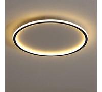 Lichtsse Luminaire Plafonnier LED avec Telecommande, Salon Lampe Plafonnier Anneau Designer Lampe de Plafond, 20W Dimmable pour Chambre/Cuisine, 3000K-6500K 1500Lm, Moderne Design, Rond 30Cm Noir