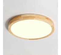 Lichtsse Plafonnier Bois de salon LED Dimmable 20W, Moderne Plafonnier LED Télécommande, 1600LM, 3000K-6000K Ø30cm, Bois Lampe de Plafond Ultra-Mince Rond Pour Cuisine Chambre Couloir Salle à Manger