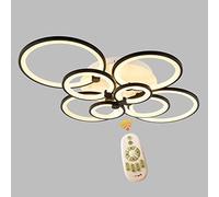 Lichtsse Plafonnier LED Dimmable 100W | Salon Lampe Lustre de Suspension Design Moderne à 8 Anneaux avec Télécommande | 8000LM | pour Chambre, Salle à Manger, en Acrylique Lampe de Plafond, Noir