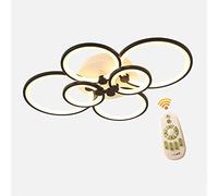 Lichtsse Plafonnier LED Dimmable 76W | Salon Lampe Lustre de Suspension Design Moderne à 6 Anneaux avec Télécommande | 6080LM | pour Chambre, Salle à Manger, en Acrylique Lampe de Plafond, Noir