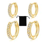 LICHUANUK 2 Paires Acier inoxydable Petites Boucles D'oreilles Plaqué Mini Creole pour Femmes Boucles d'oreilles CZ Hypoallergénique Cartilage Petites Boucles D'oreilles Anneau Piercing 6mm 8mm