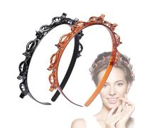 LICHUANUK 2pcs Bangs Hairpin,Double Bangs coiffure épingle à cheveux,Braid Hairband,zigzag,serre-tête de bande de cerceau de cheveux pour femmes avec pince de torsion d'outil