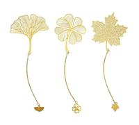 LICHUANUK Metal Marque-Page Pendant Bookmark, 3 Feuille et Fleur Marque Page, Special Signets Marque-Pages Set est un Cadeau Pratique et Créatif pour Enseignants,Lecteurs,Etudiants,Amis,Or