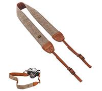 LICHUANUK Sangle pour Caméra, Ceinture de Cou en Toile de Coton Tressée avec Bandoulière Réglable pour Tous Les Appareils Photo Numériques DSLR Canon, Fuji, Nikon, Olympus, Pentax, Sony - Kaki