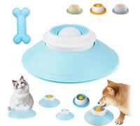 Lick Sphere for Dogs, Dog Lick Sphere Slow Feeder Bowl, Pet Ball Shaped Slowly Interactive Toys for Dogs and Cats, Pet Bowl Easy to Clean,Non-Slip & Splash-Proof (Blue and White)