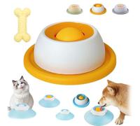 Lick Sphere for Dogs, Dog Lick Sphere Slow Feeder Bowl, Pet Ball Shaped Slowly Interactive Toys for Dogs and Cats, Pet Bowl Easy to Clean,Non-Slip & Splash-Proof (White and Yellow)
