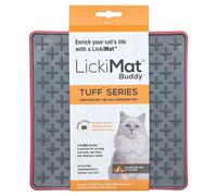LickiMat Buddy Tuf Chat Rouge 20x20 CM Tapis de Fourrage pour Chats Gamelle