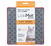 LickiMat Buddy Tuf Chat Rouge 20x20 CM Tapis de Fourrage pour Chats Gamelle