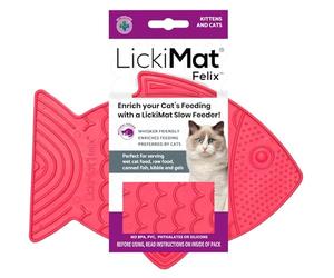 Lickimat Casper & Felix Mangeoire Lente pour Chat en Forme de Poisson pour l'ennui et la réduction de l'anxiété Idéal pour la Nourriture, Les friandises et la réduction de l'anxiété (Rose, félin)