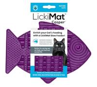 LickiMat Casper Mangeoire Lente pour Chat en Forme de Poisson pour l'ennui félin et la réduction de l'anxiété Parfait pour la Nourriture, Les friandises et la réduction de l'anxiété Violet