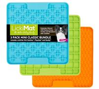 LickiMat Lot de 3 mini classiques variétés pour chiens - Buddy, Soother & Playdate - Tapis à lécher pour chiens et chiots de petite et moyenne taille - Calme l'anxiété, combat l'ennui, alimentation