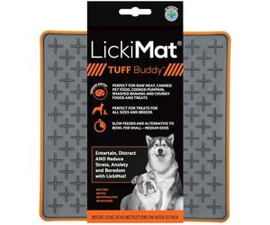 Lickimat Tuff Mangeoire pour chien très résistante pour l'ennui et la réduction de l'anxiété ; parfaite pour la nourriture, alternative amusante à une gamelle à alimentation lente, orange