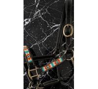 Licol de cheval en cuir perlé fabriqué à la main - Design occidental usiné de qualité supérieure avec accents de cristal, rembourrage rembourré, ajustement réglable, laisse assortie incluse Pony A11