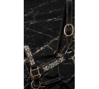 Licol de cheval en cuir perlé fabriqué à la main - Design occidental usiné de qualité supérieure avec accents de cristal, rembourrage rembourré, ajustement réglable, laisse assortie incluse Pony A02