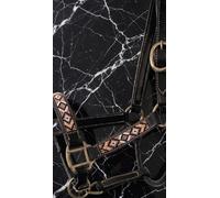 Licol de cheval en cuir perlé fabriqué à la main - Design occidental usiné de qualité supérieure avec accents de cristal, rembourrage rembourré, ajustement réglable, laisse assortie incluse Pony A04