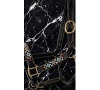 Licol de cheval en cuir perlé fabriqué à la main - Design occidental usiné de qualité supérieure avec accents de cristal, rembourrage rembourré, ajustement réglable, laisse assortie incluse Pony A09