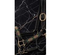 Licol de cheval en cuir perlé fabriqué à la main - Design occidental usiné de qualité supérieure avec accents de cristal, rembourrage rembourré, ajustement réglable, laisse assortie incluse Pony A12