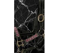 Licol de cheval en cuir perlé fabriqué à la main - Design occidental usiné de qualité supérieure avec accents de cristal, rembourrage rembourré, ajustement réglable, laisse assortie incluse Pony A06