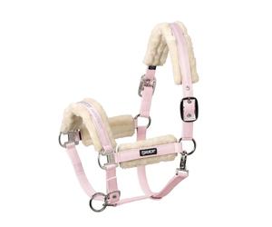 Licol double épingle pour cheval en fausse fourrure Eskadron Rose Poney