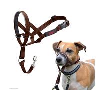 Licol HALTI - pour Que Votre Chien arrête de Tirer sur sa Laisse, Facile à Enfiler, Partie entièrement matelassée sur Le museau, Colliers Anti-Traction pour Petits Chiens (Taille 1, Brun Noisette)