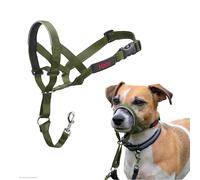 Licol HALTI - pour Que Votre Chien arrête de Tirer sur sa Laisse, Facile à Enfiler, Partie entièrement matelassée sur Le museau, Colliers Anti-Traction pour Petits Chiens (Taille 1, Vert Forêt)