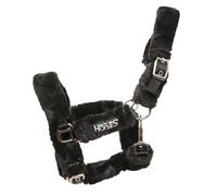 Licol Horses Soft Fluffi Mini, Licol Confortable, Utile pour Mener le Cheval à la Main ou pour le Sécuriser pendant les Opérations de Brossage (Noir, Mini shetland)