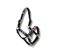 Licol Polo en Cuir de Luxe pour Chevaux - Double Réglable & Souplement Souplé - Design Unique Fait Main - 11 Couleurs - Cob & Full - MTB Equestrian (Rose-Blanc-Bleu, Full)