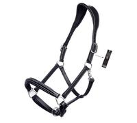 Licol pour cheval anatomique à double verrouillage cuir Equiline Noir Full