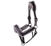 Licol pour cheval anatomique en cuir avec fourrure Harry's Horse Noir Cob