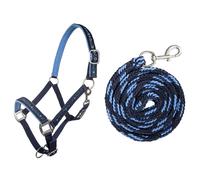 Licol pour cheval avec longe et mousqueton HKM Bleu Shetty
