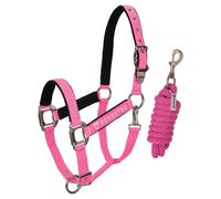 Licol pour cheval avec longueur Equestro Modello Shiny Fittings Rose Cob