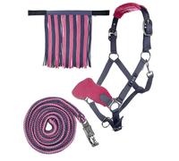 Licol pour cheval avec mousqueton et frange anti-mouches HKM Gris Poney