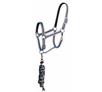 Licol pour cheval double + longe T de T Gris Pur-sang