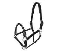 Licol pour cheval en cuir Acavallo Ergonomic Pollguard Muserolle Noir Full