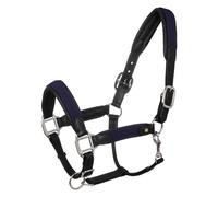 Licol pour cheval en cuir avec inserts en nylon tressé Equestro Noir Full