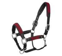 Licol pour cheval en cuir avec inserts en nylon tressé Equestro Noir Full