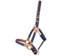 Licol pour cheval en cuir et sangle T de T Bleu Poney