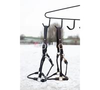 Licol pour cheval en cuir HFI Braided Noir Cob
