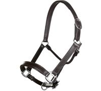 HKM - Licol en cuir de vache Economic 2400 pour poney - nez et nuque réglables - Marron