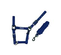 Licol pour cheval en nylon avec cuir Pool's Bleu Cob