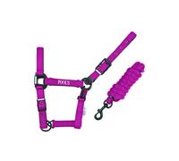 Licol pour cheval en nylon avec cuir Pool's Rose Full