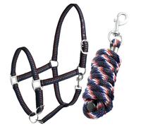 Licol pour cheval surpiqué + longe Tattini Bleu Cob