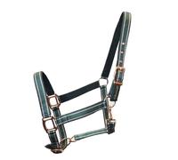 Licol pour chevaux avec paillettes en or rose, licol de cheval noir et rose, 2 positions de réglage (vert, or rose, pur-sang (Cob))