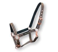 Licol pour chevaux avec paillettes en rose doré, licol pour cheval en noir et rose, réglable en 2 positions (Marron rose doré, demi sang (Full))