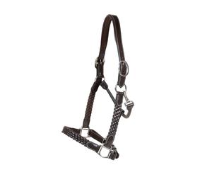 Licol tressé cuir pour cheval Dy'on Marron Poney