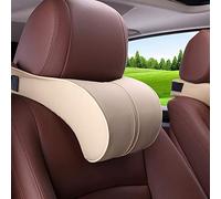 LICOME Appui Tete Voiture pour Chevrolet Trax Orlando Lacetti Nubira Evanda, Cuir Oreillers de Cou, Oreiller de Nuque en Mémoire de Forme, Coussins pour la Nuque pour Voyage/Bureau/Maison,G Beige